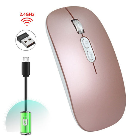 Mouse Flippy M103 roz auriu, profil lateral slim, design ergonomic pentru birou