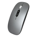 Mouse wireless reîncărcabil Flippy M103 gri închis, vedere frontală, design slim pentru birou