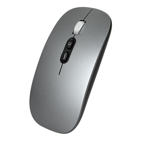 Mouse wireless reîncărcabil Flippy M103 gri închis, vedere frontală, design slim pentru birou