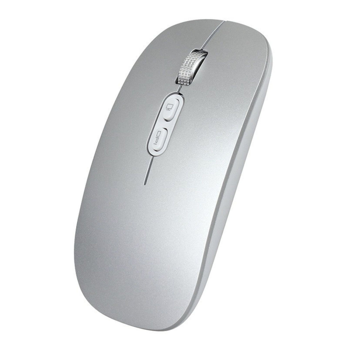 Mouse wireless reîncărcabil Flippy M103 argintiu, vedere frontală, Bluetooth 5.1 și 2.4GHz