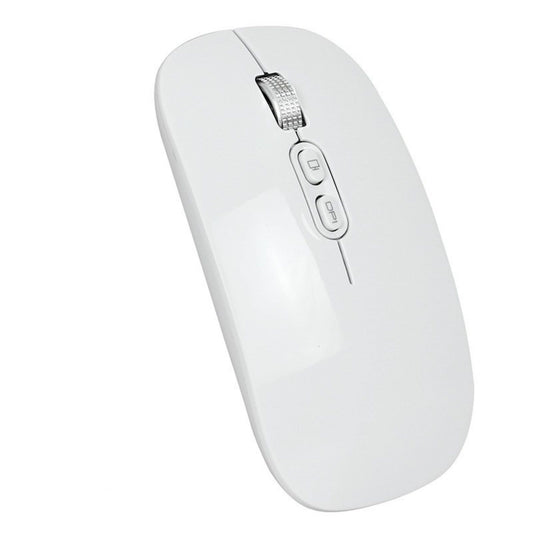 Mouse wireless reîncărcabil Flippy M103 alb, vedere frontală, design slim pentru birou