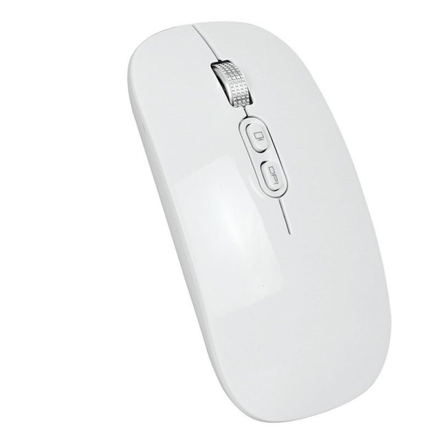 Mouse wireless reîncărcabil Flippy M103 alb, vedere frontală, design slim pentru birou