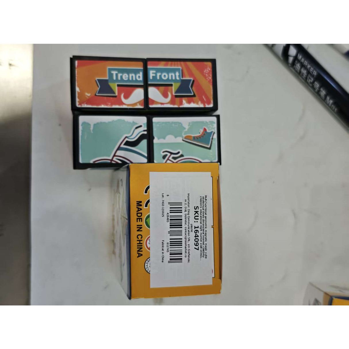 Jucarie Interactiva, Flippy, Magic Cube, Puzzle, Diferite Forme, Anti-stress, 8 x 8 x 3  cm, Multicolor