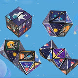 Jucarie Interactiva, Flippy, 3D Cub Rubik, Diferite Forme, Anti-stress, Tema Spatiu Cosmic, Multicolor