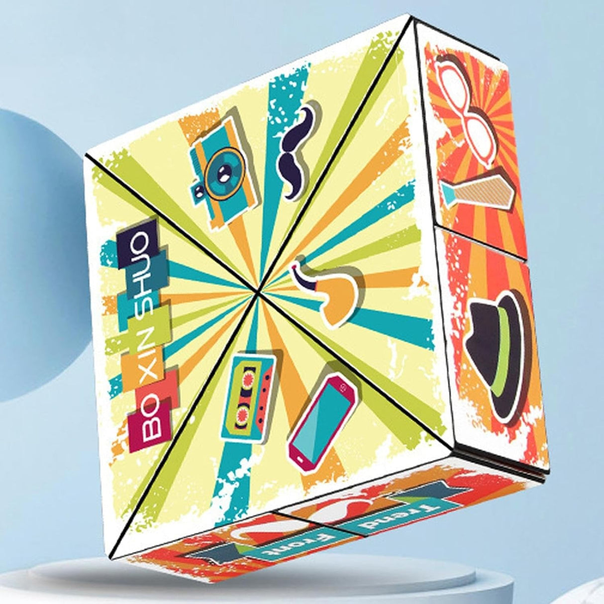 Jucarie Interactiva, Flippy, Magic Cube, Puzzle, Diferite Forme, Anti-stress, 8 x 8 x 3  cm, Multicolor