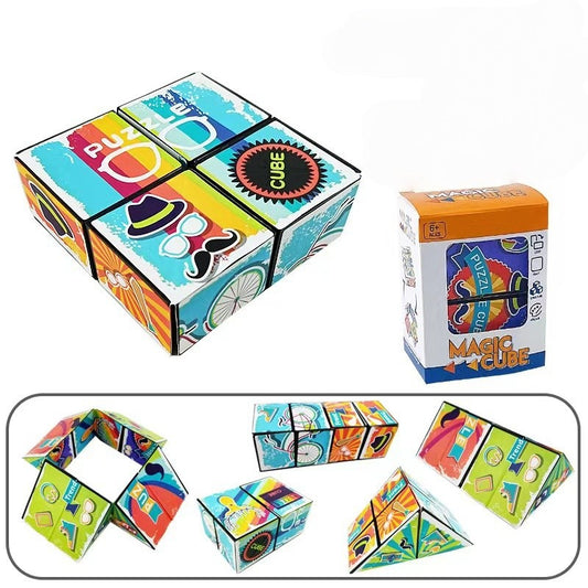 Jucarie Interactiva, Vivimall, Magic Cube, Puzzle, Diferite Forme, Anti-stress, 8 x 8 x 3  cm, Multicolor - vivimall.ro