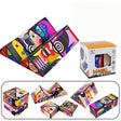 Cub Rubik 3D transformabil magnetic antistres, vedere frontală, design abstract multicolor, 7.5×7×6.5 cm