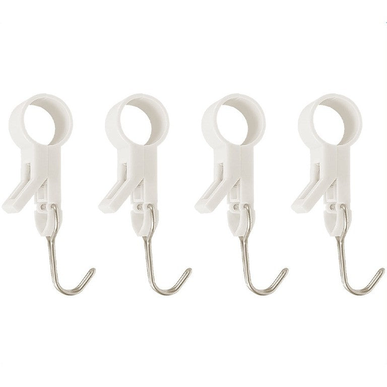 Set 4 Carlige Multifunctionale, Flippy, Tubulare, Pentru Baie/Bucatarie, din ABS, 8.7 x 3.5 cm, Alb