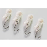 Set 4 Carlige Multifunctionale, Flippy, Tubulare, Pentru Baie/Bucatarie, din ABS, 8.7 x 3.5 cm, Alb
