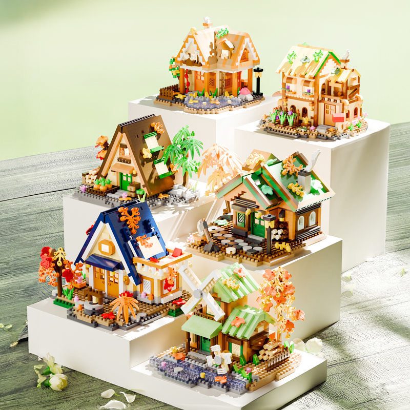 Cutie set construcție Flippy Forest Log Cabin 721 piese, conținut complet și instrucțiuni de montaj