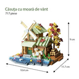Model asamblat căsuță cu moară de vânt Flippy, dimensiuni 10.4x11.7x9 cm, perspectivă laterală stânga
