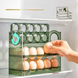 Suport Organizator pentru Oua, Vivimall, pentru Frigider,  Verde Transparent, Capacitate 30 oua, Trei straturi - vivimall.ro