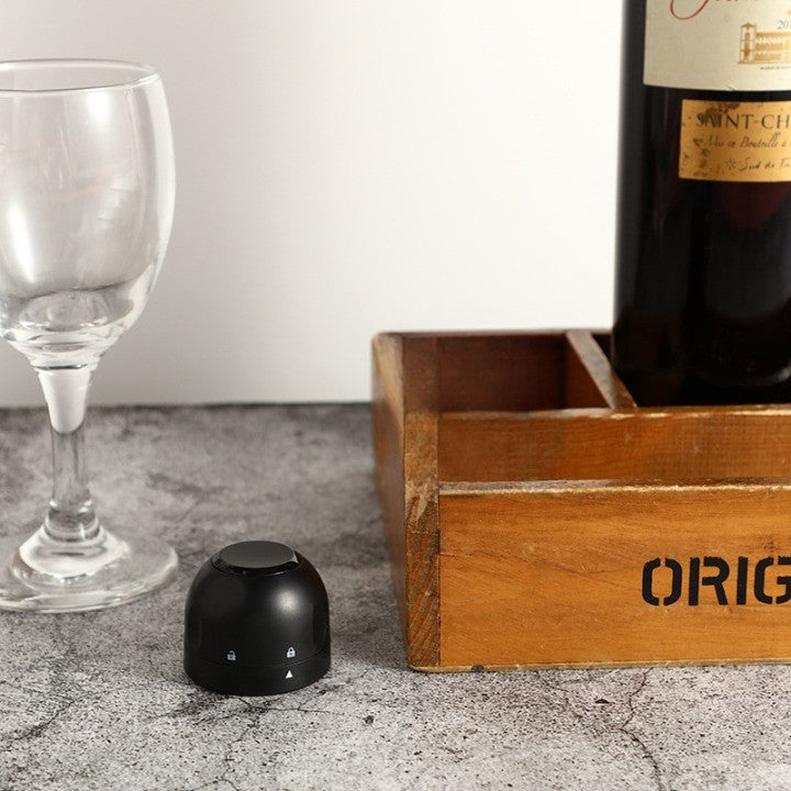 Capac de Etansare a Sticlei de Sampanie, Vivimall, Rotativ, On-Off, Silicon, Reutilizabil, Usor de Depozitat si Folosit, 3.9 x 3.9 x 3.3 cm, Negru - vivimall.ro