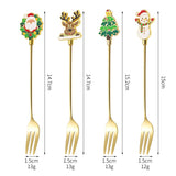 Set 4 Furculite, Flippy, Tema Craciun, Model Carry The Merry, 4 Modele, din Otel Inoxidabil, 19.5 x 16 x 2 cm, Multicolor - vivimall.ro