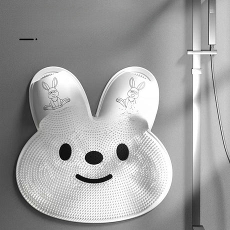 Covoras de Baie, Flippy, pentru Masaj/Spalat Picioare, din TPE, Antiderapant, 45 x 45 cm, Model Iepuras, Alb