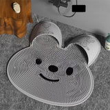 Covoras de Baie, Flippy, pentru Masaj/Spalat Picioare, din TPE, Antiderapant, 45 x 45 cm, Model Iepuras, Gri