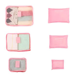 Set 6 Genți de Calatorie, Vivimall, pentru Depozitare, Impermeabile, Organizator, Multifuncționale, Design cu Plasa, Pliabile, Fermoar, Dimensiuni Diferite, Roz - vivimall.ro