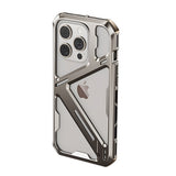 Husă Armor Metal iPhone 15 Pro Max, culoare Gri Titan, vedere frontală, margini galvanizate