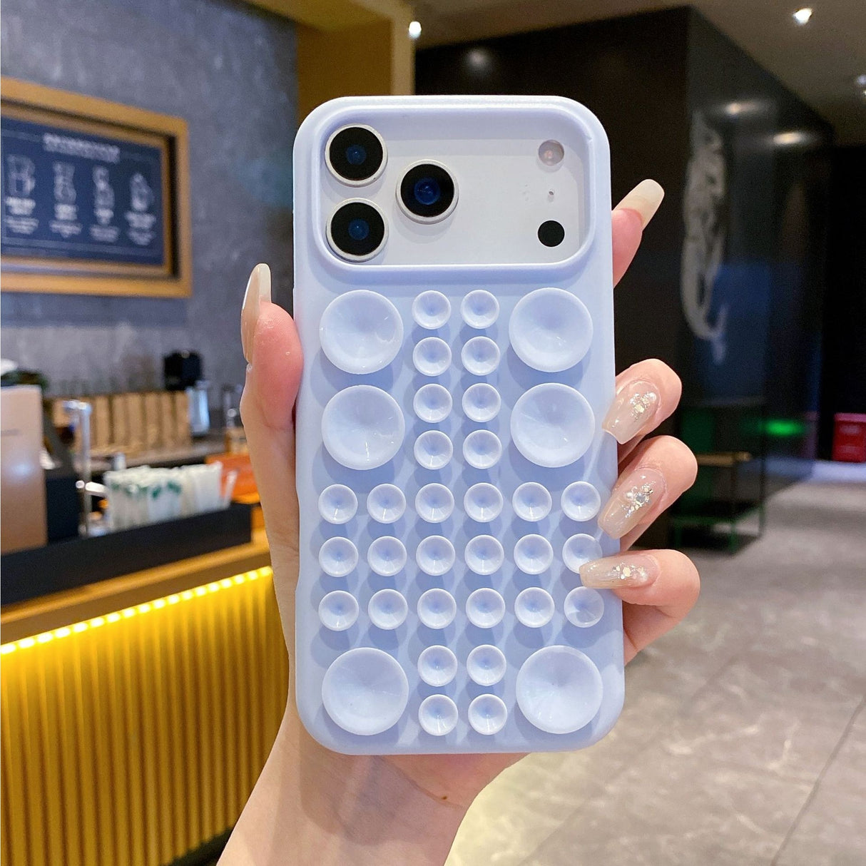 Husa pentru Telefon cu Ventuze, Flippy, pentru iPhone 17 Pro, Albastru Gri