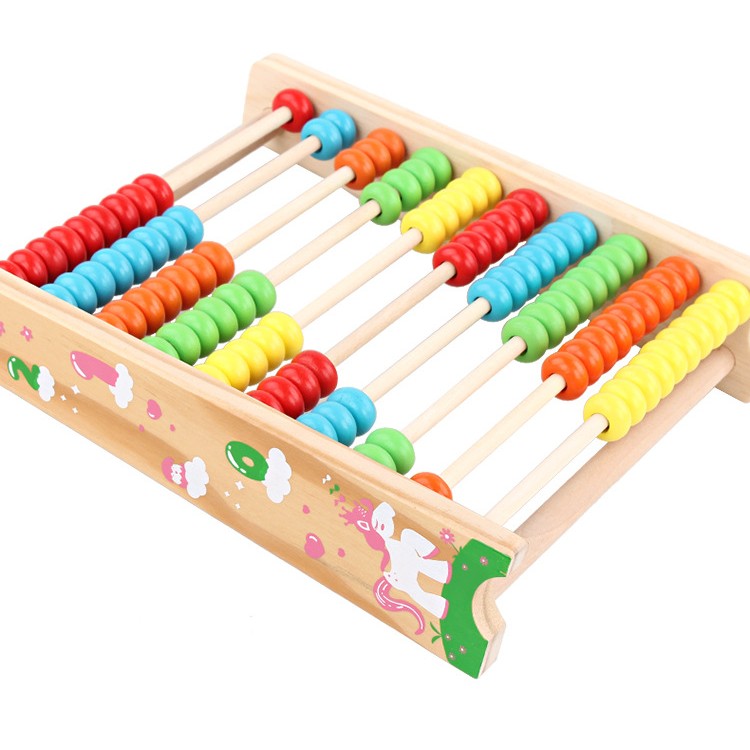 Numaratoare Vivimall, din Lemn, Vopsea Ecologica, 10 Siruri x 10 Margele, 4-6 Ani, 24.5 x 20.5 cm, Multicolor - vivimall.ro