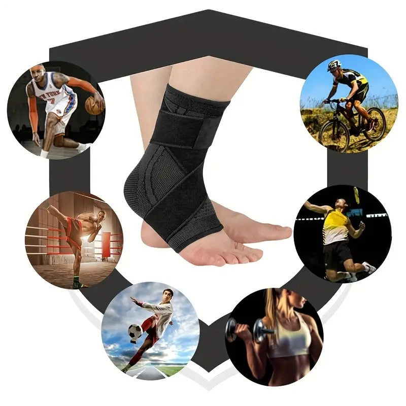 Orteza pentru Glezna, Vivimall, cu Benzi Elastice de Fixare, 24 x 10.5 cm, din Nailon, Negru/Verde - vivimall.ro