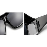 Napszemüveg, polarizált, vezetéshez, kerékpározáshoz, dioptriás szemüveg felett is viselhető, 400 UV, fekete lencsével a védelem érdekében, fekete keret