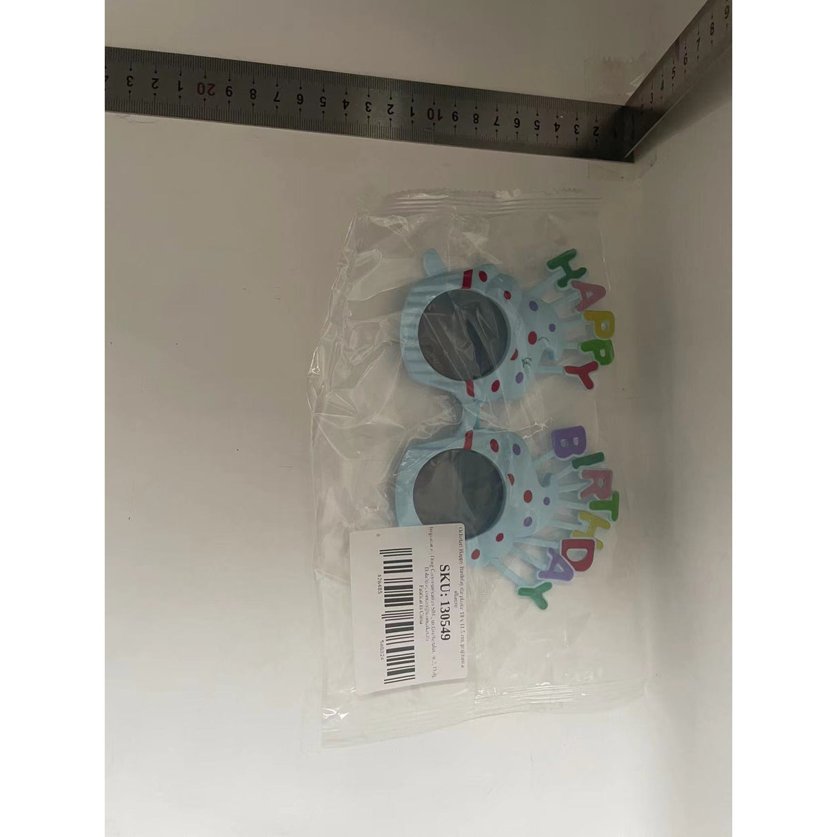 Ochelari Happy Birthday, Vivimall, Tematica Aniversare, Protectie Soare, din Plastic, Model Prajiturele, 18.5x11.5 cm, Albastru - vivimall.ro