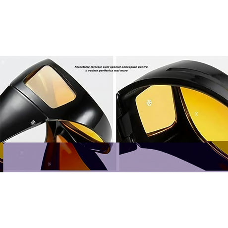 Ochelari pentru Viziune pe Timp de Noapte, Vivimall, Polarizati, pentru Condus, Ciclism, cu Posibilitatea Purtarii peste Ochelarii de Vedere, cu Lentila Galbena, pentru Protectie, Rama Neagra, Pc, 15x5 cm - vivimall.ro