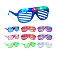 Ochelari de petrecere cu LED model grilaj multicolor, vedere frontală, mărime universală, plastic ușor