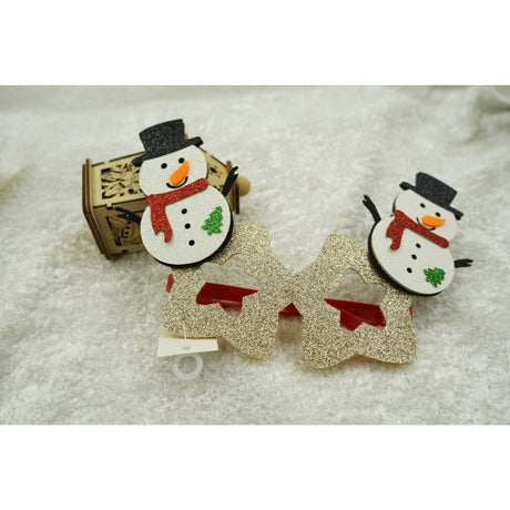 Ochelari petrecere de Craciun, forma de Stea cu Om de Zapada, Bej, din Plastic si Poliester, Vivimall - vivimall.ro