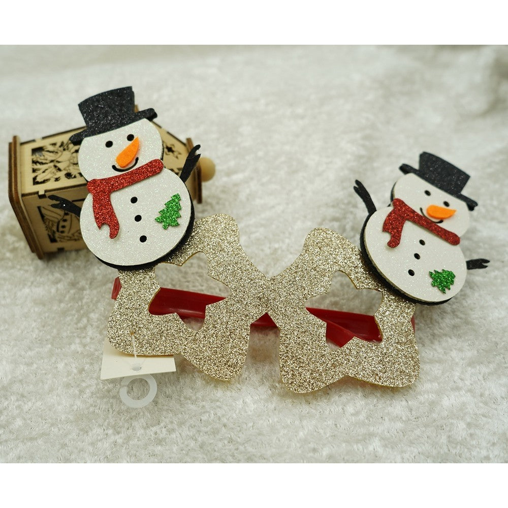 Ochelari petrecere de Craciun, forma de Stea cu Om de Zapada, Bej, din Plastic si Poliester, Vivimall - vivimall.ro