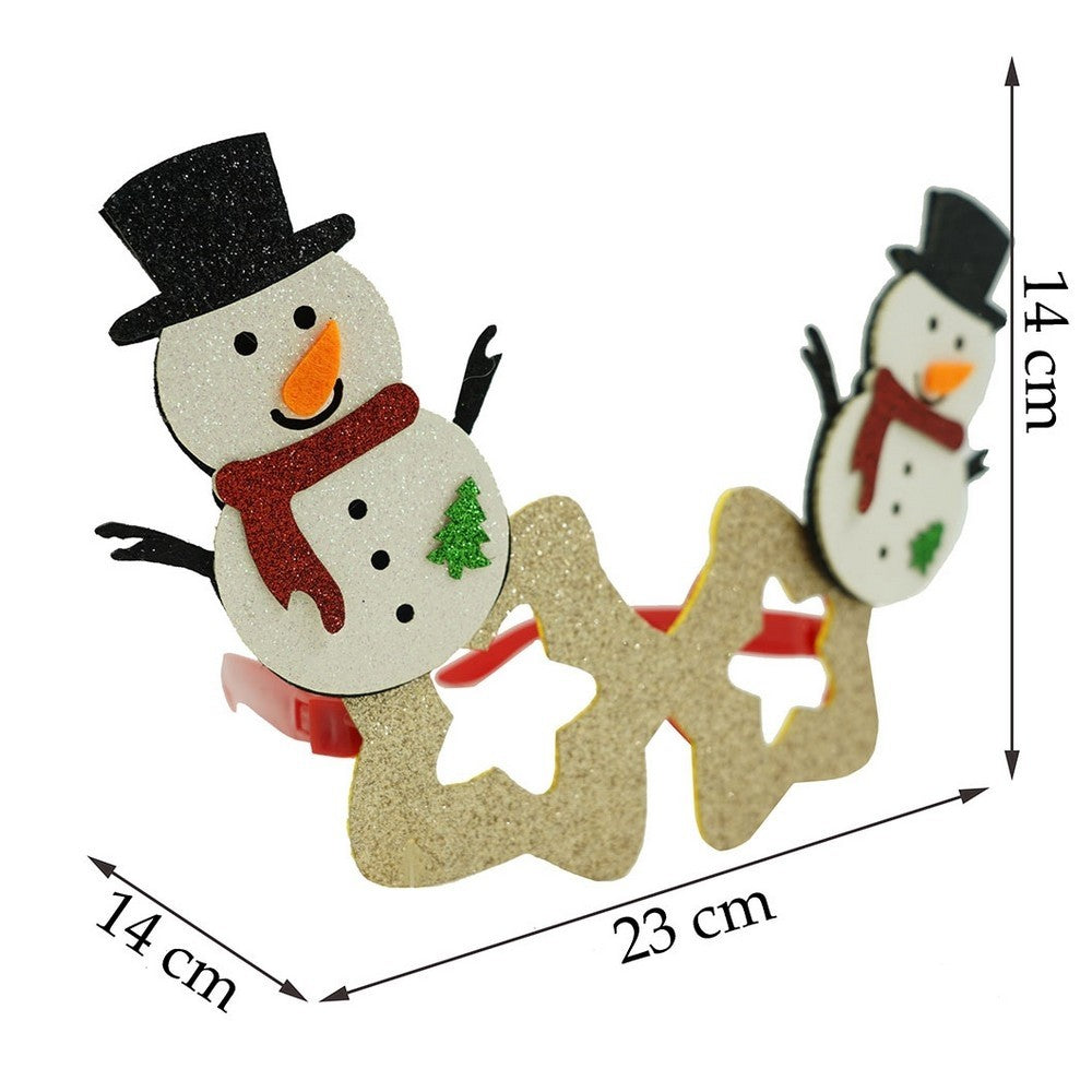 Ochelari petrecere de Craciun, forma de Stea cu Om de Zapada, Bej, din Plastic si Poliester, Vivimall - vivimall.ro