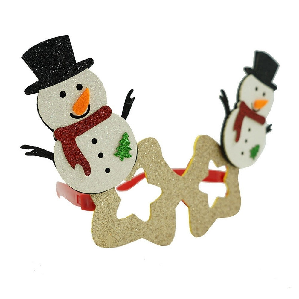 Ochelari petrecere de Craciun, forma de Stea cu Om de Zapada, Bej, din Plastic si Poliester, Vivimall - vivimall.ro