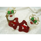 Ochelari petrecere de Craciun, forma  Stea cu Ren , Rosu, din Plastic si Poliester, Vivimall - vivimall.ro