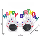 Ochelari Rotunzi Happy Birthday, Vivimall, Tematica Aniversare, Protectie Soare, din Plastic, 18.5x11.5 cm, Alb - vivimall.ro