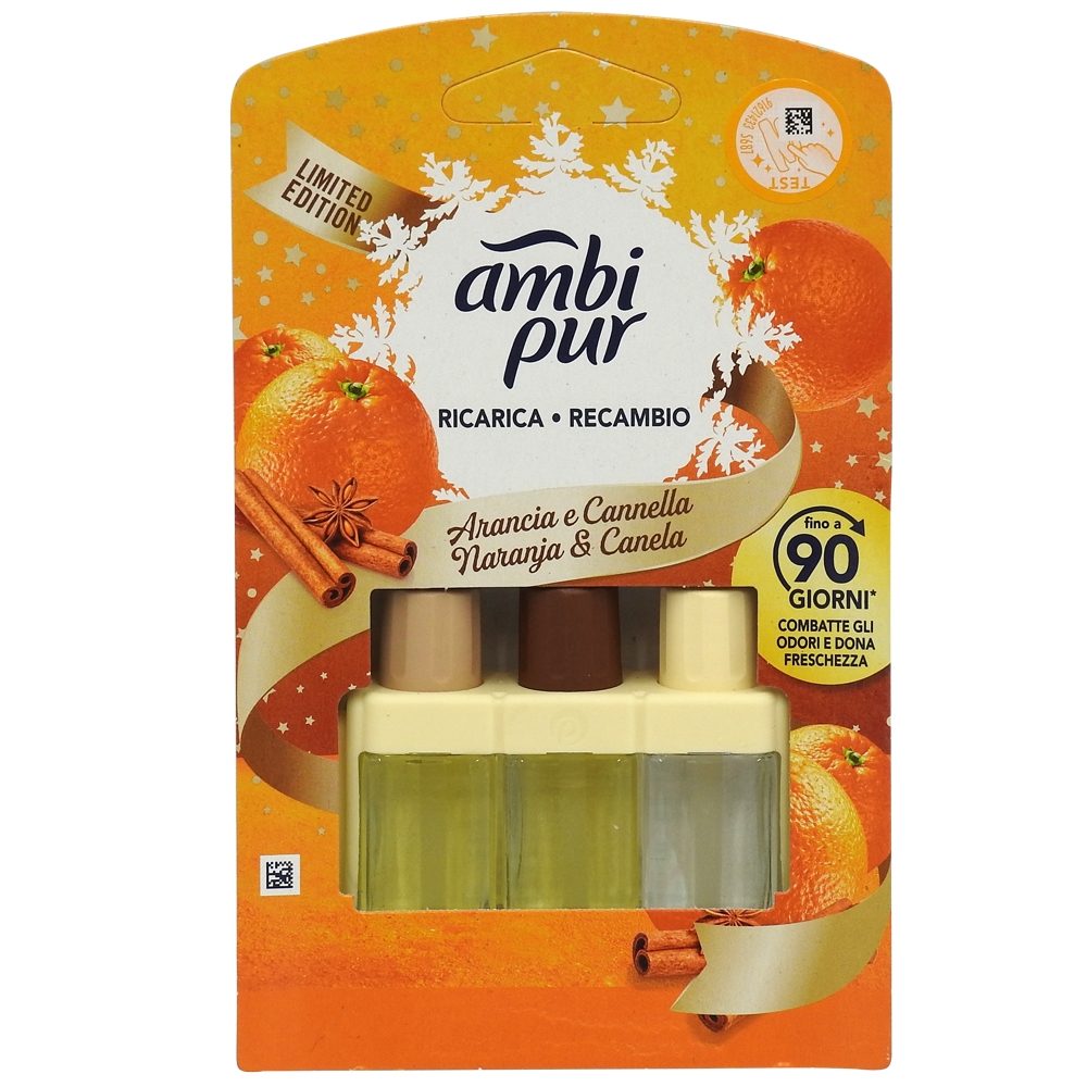 Rezervă odorizant cameră Ambi Pur 3Volution Orange Cinnamon 20 ml, vedere frontală flacon