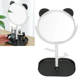 Oglina Cosmetica cu Picior, Vivimall, HD, Rotire 360 Grade, 15 cm Diametru, Suport Bijuterii Baza + Brate, Model cu Urechi, 30 x 16.5 x 15 cm, Alb/Negru - vivimall.ro