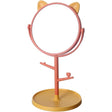 Oglina Cosmetica cu Picior, Vivimall, HD, Rotire 360 Grade, 15 cm Diametru, Suport Bijuterii Baza Rotunda + 2 Brate, Model cu Urechi, 31 x 14.5 x 15 cm, din Plastic, Portocaliu/Galben - vivimall.ro