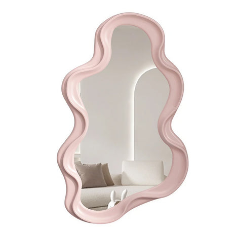 Oglinda de Perete, Vivimall, Decorativa, pentru Baie, Dormitor, Sufragerie, Model Minimalist in Forma de Nor, 41x26 cm, Roz - vivimall.ro