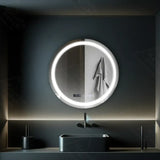 Oglinda Led Rotunda, 70Cm, Celeste Motionglow Marcello, Sistem Dezaburire, Ceas & Termometru - vivimall.ro