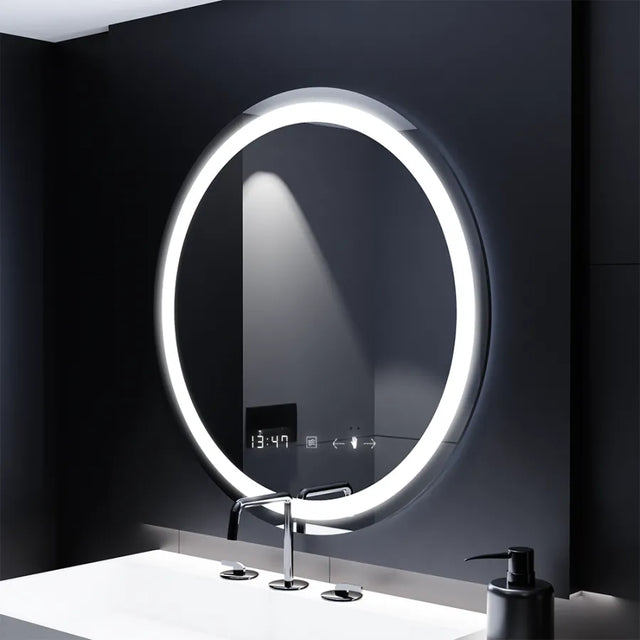 Oglinda Led Rotunda, 70Cm, Celeste Motionglow Marcello, Sistem Dezaburire, Ceas & Termometru - vivimall.ro