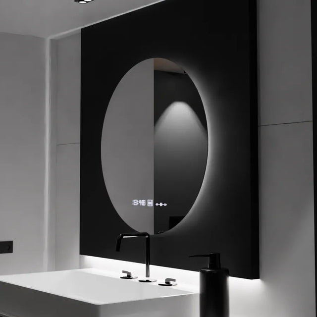 Oglinda Led Rotunda, 80Cm, Serenite Motionglow Marcello, Sistem Dezaburire, Ceas & Termometru - vivimall.ro