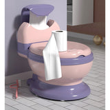 Olita Bebelusi, Vivimall, pentru Copii 1 - 8 Ani, Model Toaleta Adulti, Colac Moale PVC, Compartiment Detasabil, Cutie Depozitare Hartie, 34 x 32 x 19 cm, Roz/Mov - vivimall.ro