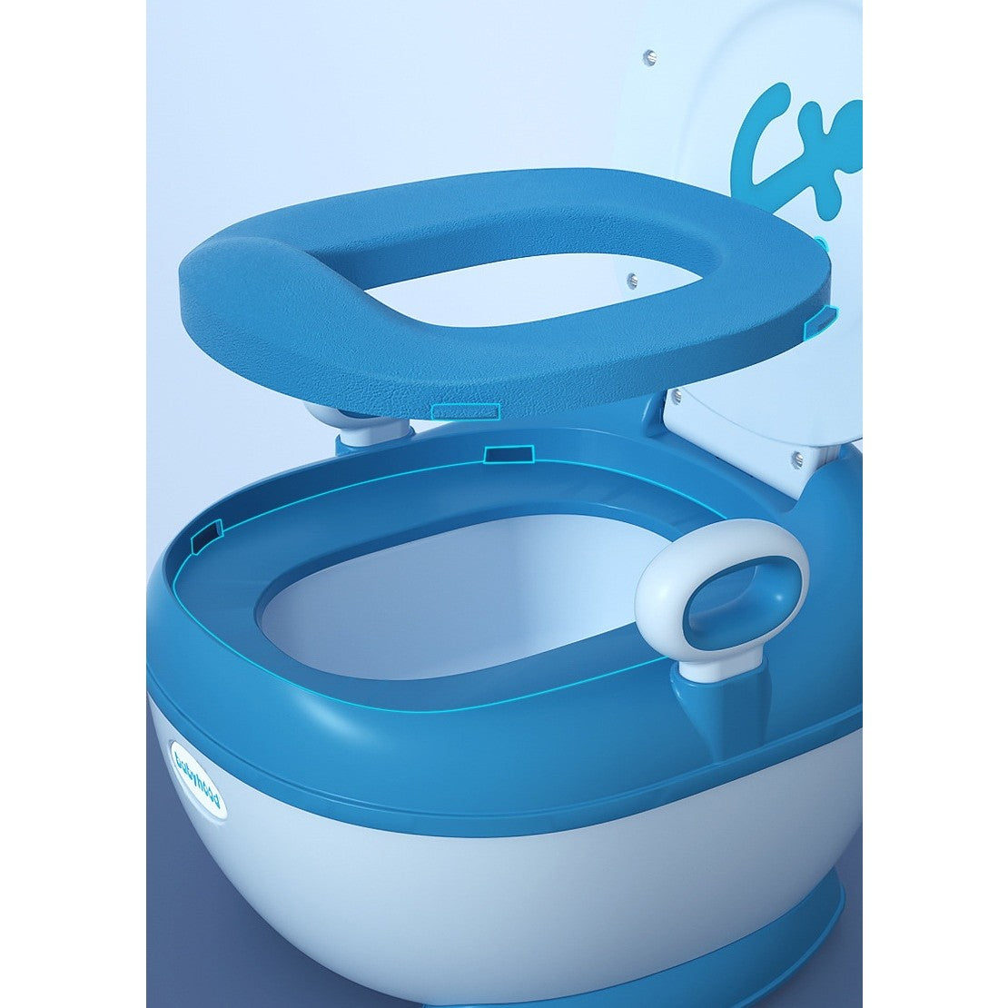 Olita pentru Copii, Vivimall, +1an, Portabila, Design cu Ancora, cu Capac, Model Prietenos, Non-Toxic, Compartiment Detasabil, cu Manere, cu 4 Picioare, Usor de Curatat, 46*33*32 cm, Albastru - vivimall.ro