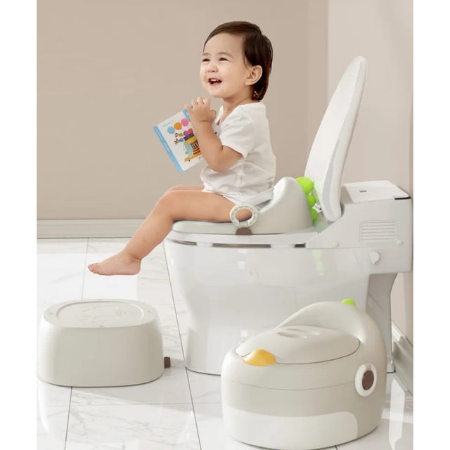 Olita Pentru Copii, 3 In 1, Detasabila, Inaltator, Reductor Wc, Cu Capac, 100 De Saci De Unica Folosinta, Gri - vivimall.ro
