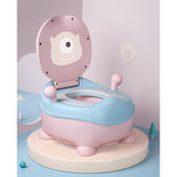 Olita pentru Copii, Vivimall, +6 luni, Compartiment Detasabil, cu Capac, Antiderapanta, din Plastic, Colac Moale, Model Animat Ciclop, cu Maner, 33 x 21 x 45 cm, Albastru/Roz - vivimall.ro