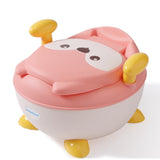 Olita pentru Copii, Vivimall, +6 luni, Compartiment Detasabil, cu Capac, Antiderapanta, din Plastic, Colac Moale, Model Animat Vulpe, cu Maner, 34.5 x 35 x 23 cm, Roz/Alb - vivimall.ro