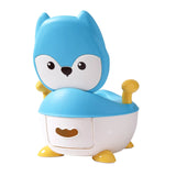 Olita pentru Copii, Vivimall, +6 luni, Compartiment Detasabil, cu Capac, Antiderapanta, din Plastic, Colac Moale, Model Animat Vulpe, cu Maner, 34.5 x 35 x 23 cm, Albastru/Alb - vivimall.ro