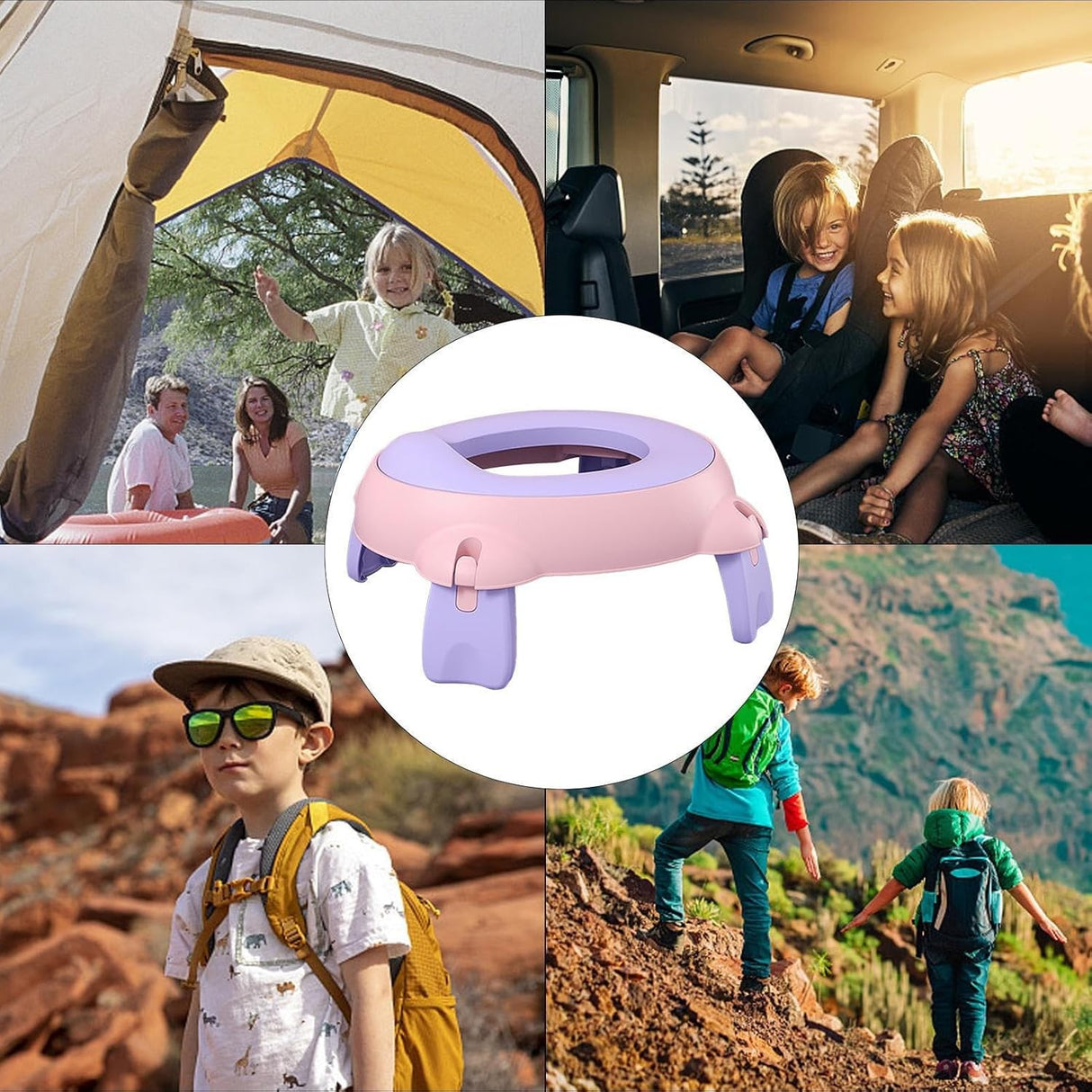 Olita Portabila, Vivimall, pentru Calatorii, Confectionata din Spuma PU, 1-6 ani, 34x32x17 cm, Roz/Mov - vivimall.ro