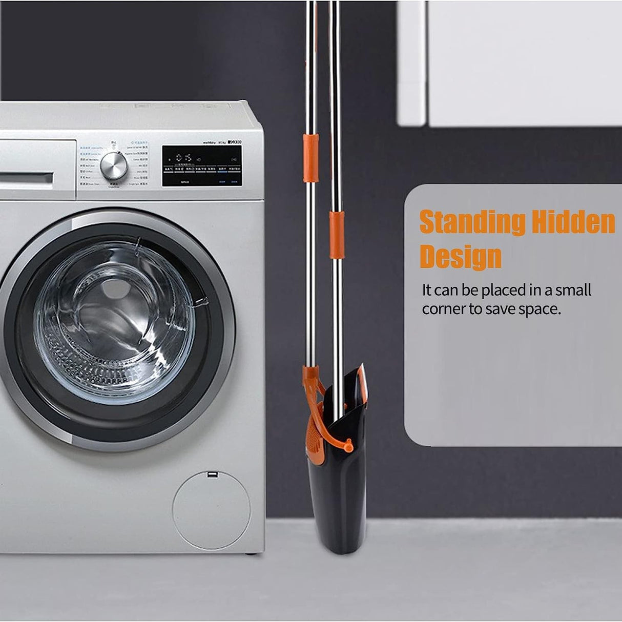 Set matura si faras cu coada, Vivimall, Pentru uz casnic, Plastic/Otel, Portocaliu/Negru, Depozitare verticala, 26x25.5x83 cm - vivimall.ro